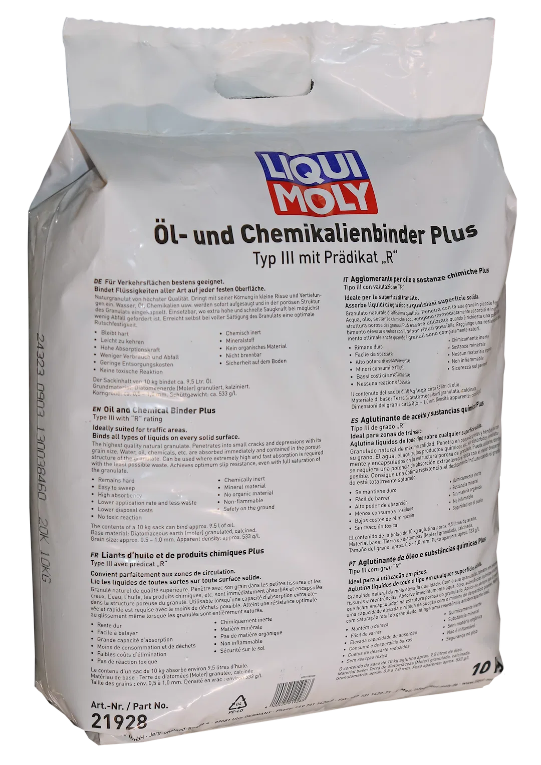 21928 – LIQUI MOLY Oil Absorbent, 10 Kilo Gram Bag Absorbs 9.5 Liters Of Oil Single